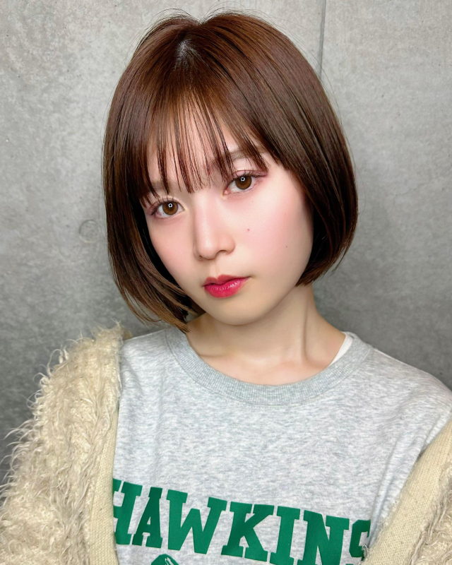 シースルーバング透明感カラーオリーブベージ